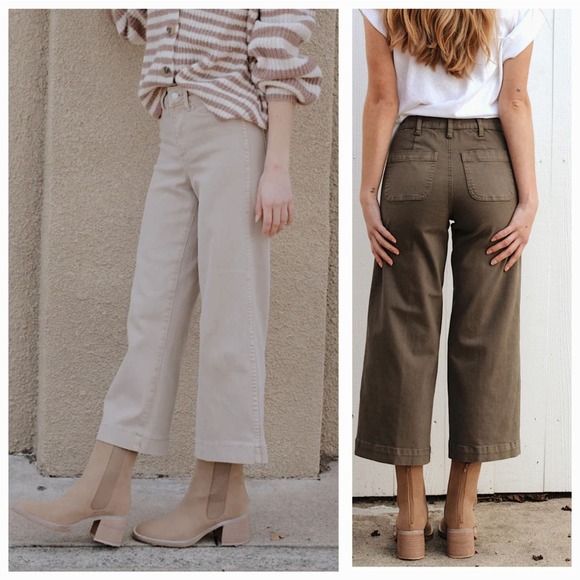 OAT light green Wide Leg Crop size 32 - Picture 2 of 13